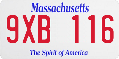 MA license plate 9XB116