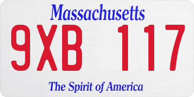 MA license plate 9XB117