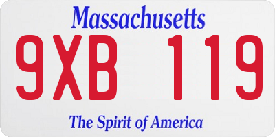 MA license plate 9XB119