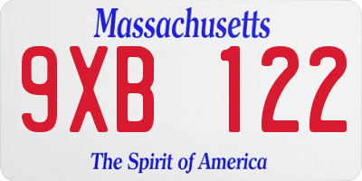 MA license plate 9XB122