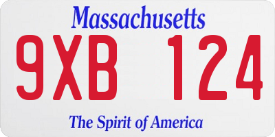 MA license plate 9XB124