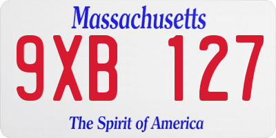 MA license plate 9XB127