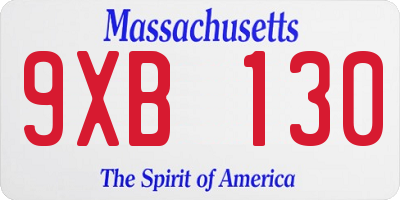 MA license plate 9XB130