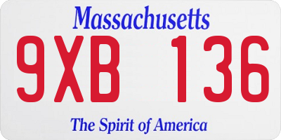MA license plate 9XB136
