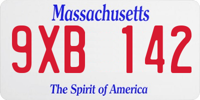 MA license plate 9XB142
