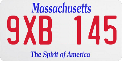 MA license plate 9XB145