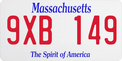 MA license plate 9XB149