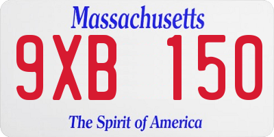 MA license plate 9XB150