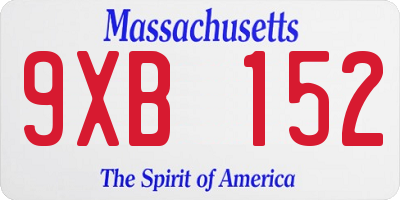 MA license plate 9XB152