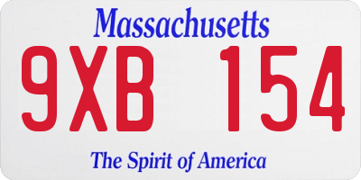 MA license plate 9XB154