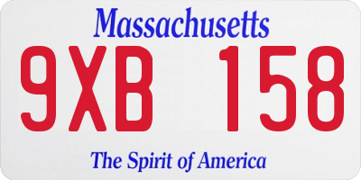 MA license plate 9XB158