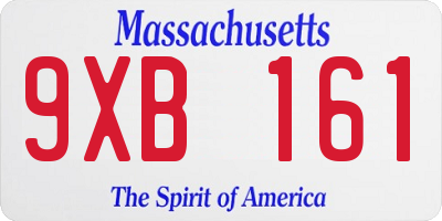 MA license plate 9XB161