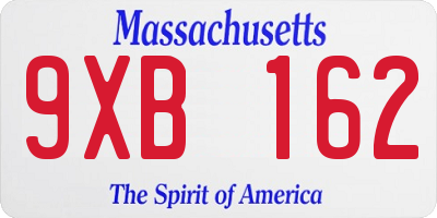 MA license plate 9XB162