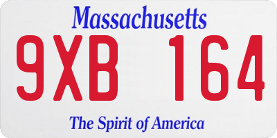 MA license plate 9XB164