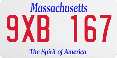 MA license plate 9XB167