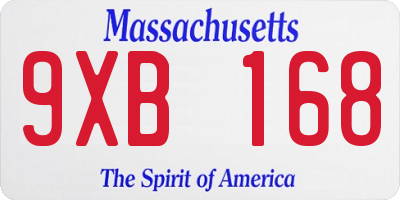 MA license plate 9XB168