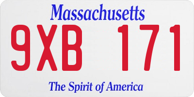 MA license plate 9XB171