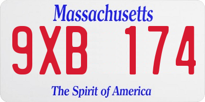 MA license plate 9XB174