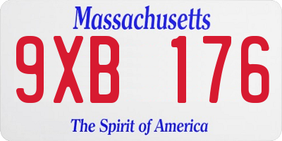 MA license plate 9XB176