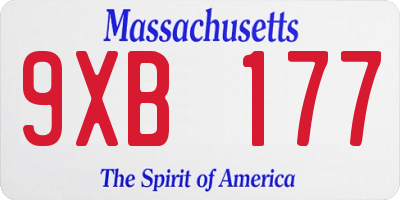 MA license plate 9XB177
