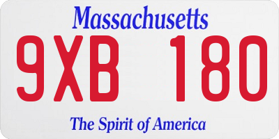 MA license plate 9XB180