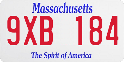 MA license plate 9XB184