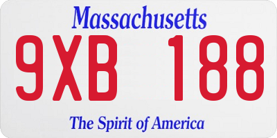 MA license plate 9XB188
