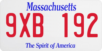 MA license plate 9XB192