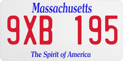 MA license plate 9XB195