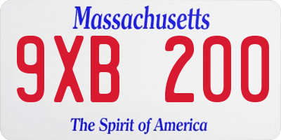 MA license plate 9XB200