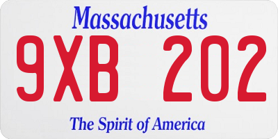 MA license plate 9XB202