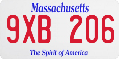 MA license plate 9XB206