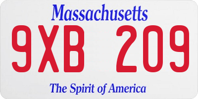 MA license plate 9XB209