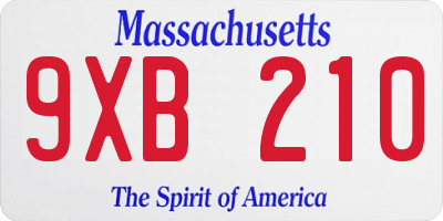 MA license plate 9XB210