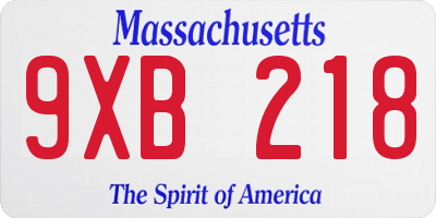 MA license plate 9XB218
