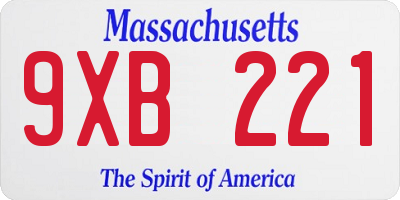 MA license plate 9XB221