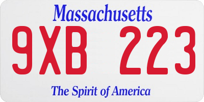 MA license plate 9XB223