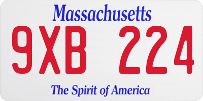 MA license plate 9XB224