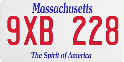 MA license plate 9XB228