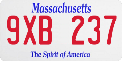 MA license plate 9XB237