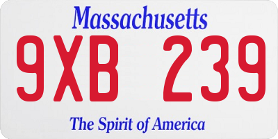 MA license plate 9XB239