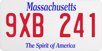 MA license plate 9XB241
