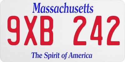 MA license plate 9XB242
