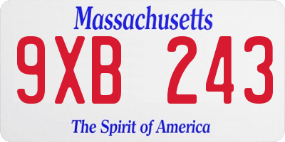 MA license plate 9XB243