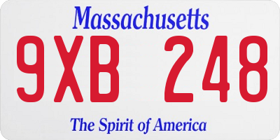 MA license plate 9XB248