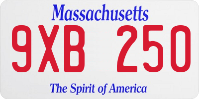 MA license plate 9XB250