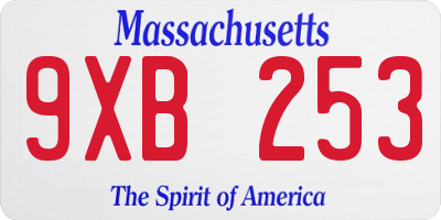 MA license plate 9XB253