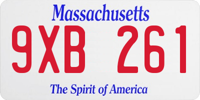 MA license plate 9XB261