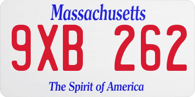 MA license plate 9XB262