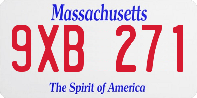 MA license plate 9XB271